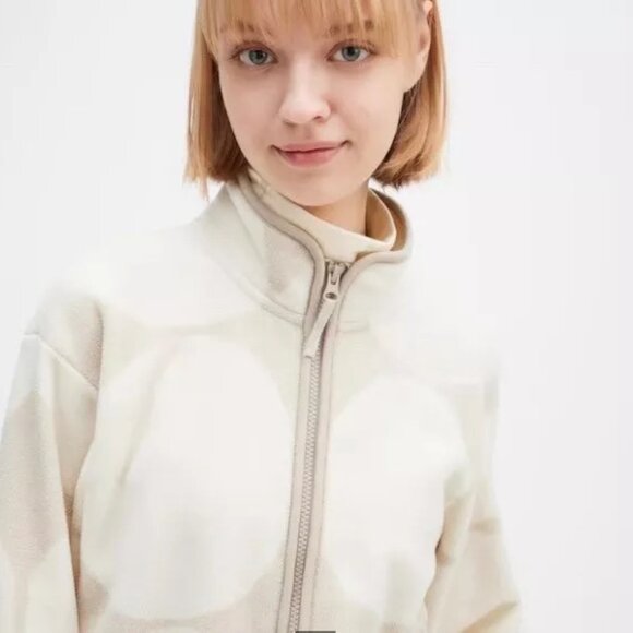 UNIQLO x Marimekko Fleece Full Zip Jacket in Cream and White (Japan L, US M) - Picture 4 of 10